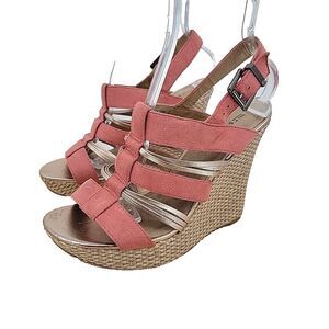 Call It Spring Womens Vegan Wedges Size 9 Pink Suede Platform